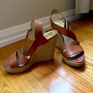 Michael Kors Size 9 Brown Leather Wedges